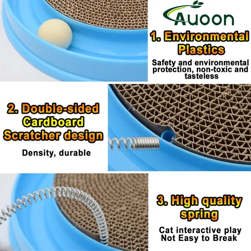 Vista 4 de AUOON Juguete Rascador para Gatos - Almohadilla Rascadora para Gatos con Pista de Pelota de Juguete para Gatos y Juguete de Ratón de Peluche