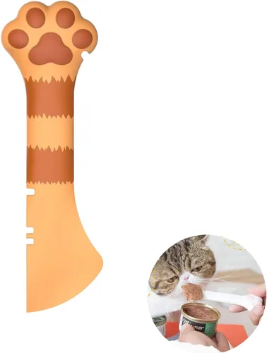 Vista 7 de Cuchara de comida para mascotas de silicona Sheldamy, abridor de lata de comida para gatos con pata, cuchara corta para comida húmeda o seca