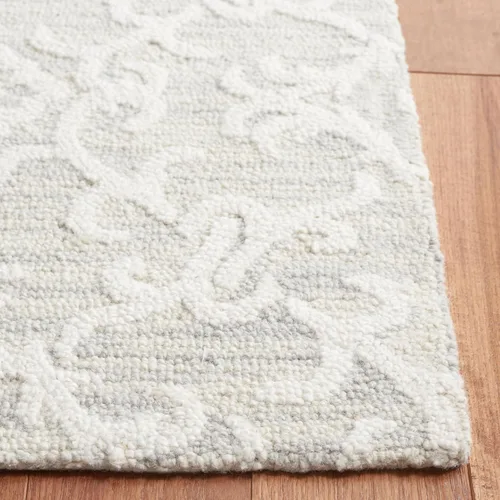 Vista 3 de SAFAVIEH Blossom Collection BLM104A - Alfombra decorativa de lana de alta calidad, hecha a mano, 2 x 3 pies, color gris/marfil
