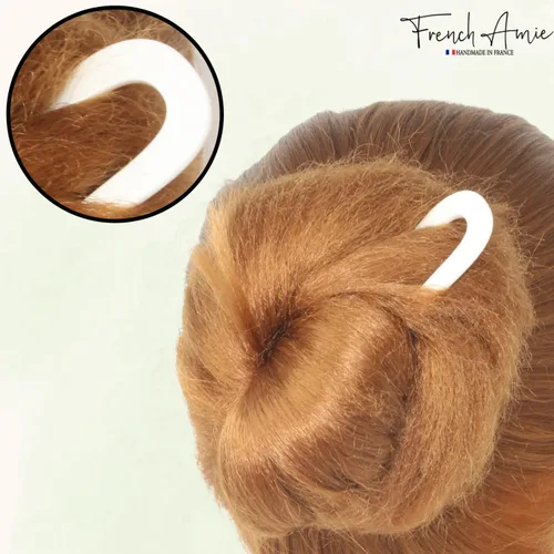 Vista 4 de French Amie Slick Ivory - Pin de pelo hecho a mano con acetato de celulosa en U (marfil)
