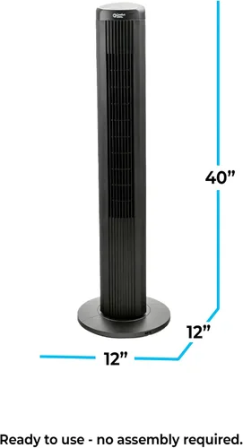 Vista 6 de Comfort Zone Ventilador de torre oscilante sin aspas de 40 pulgadas Ventilador de pie silencioso, 3 velocidades y 4 modos, temporizador de 15