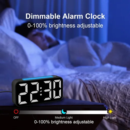 Vista 3 de Topski Reloj despertador ruidoso para dormitorios que duermen pesados, reloj digital con luz nocturna, pantalla grande, alarma doble, repetición