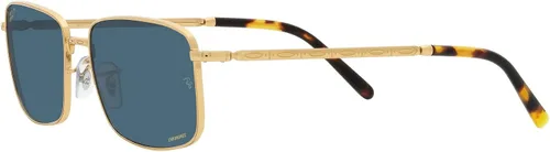 Vista 3 de Ray-Ban Gafas de sol unisex montura plateada, lentes azules, 2.362in