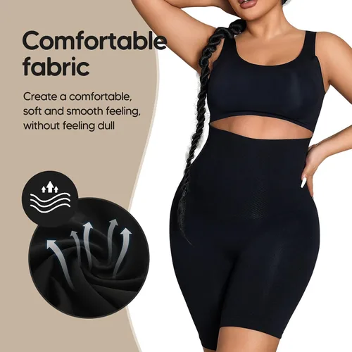 Vista 4 de Pantalones cortos con control de abdomen para mujer, cintura alta, moldeador de cuerpo, levantador de glúteos, muslos más delgados