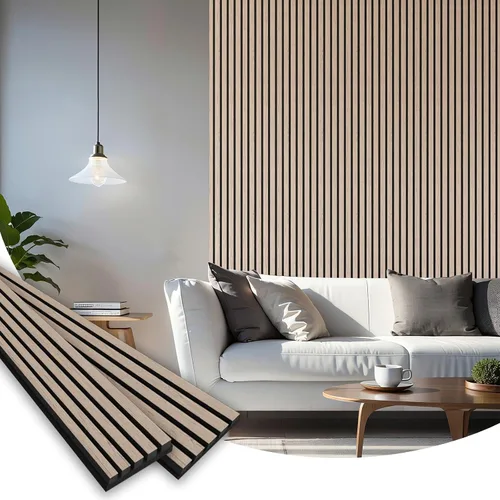 Vista 7 de Smartstandard Panel de Pared de Listones de Madera de Muestra, Paneles de Pared de Madera Insonorizados, Paneles de Madera Acústicos para Pared