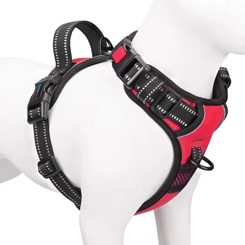 Vista 20 de PHOEPET Arnés para perro sin tirones, chaleco reflectante ajustable con asa de entrenamiento, bolsillo para identificación con nombre, 2 ganchos