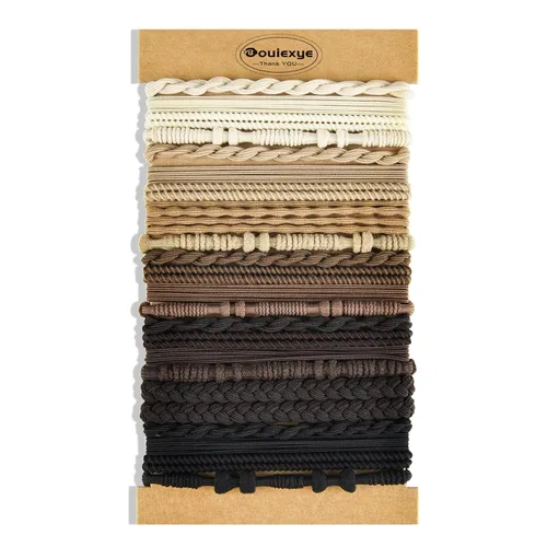 Vista 8 de Pulseras para el cabello para mujer, 24 piezas de accesorios para el cabello bohemio en 12 colores, 5 estilos, no dañan el cabello grueso Boho A