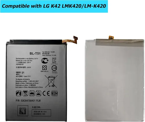 Vista 2 de BL-T51 - Batería de repuesto compatible con LG K42 LMK420 LM-K420 LMK420H LM-K420H LMK420E LM-K420E LMK420Y LM-K420Y con kit de herramientas