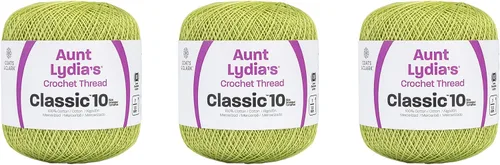 Vista 6 de Aunt Lydia Classic Crochet - 3 unidades de 350y/1,049.9 ft - Natural Tamaño 10 3 capas 100% algodón mercerizado hilo de ganchillo para tapetes