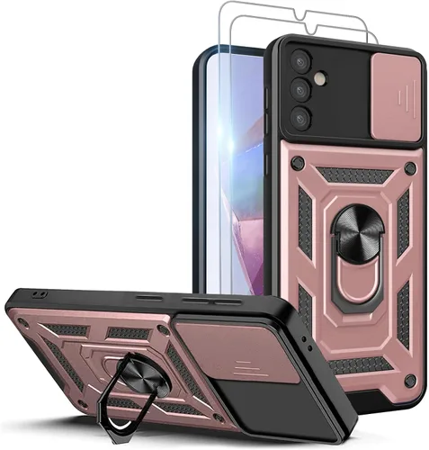 Vista 30 de Funda para teléfono Galaxy A06 4G: con protector de pantalla de 2 piezas, cubierta deslizante para cámara y soporte multiángulo para Samsung Galaxy