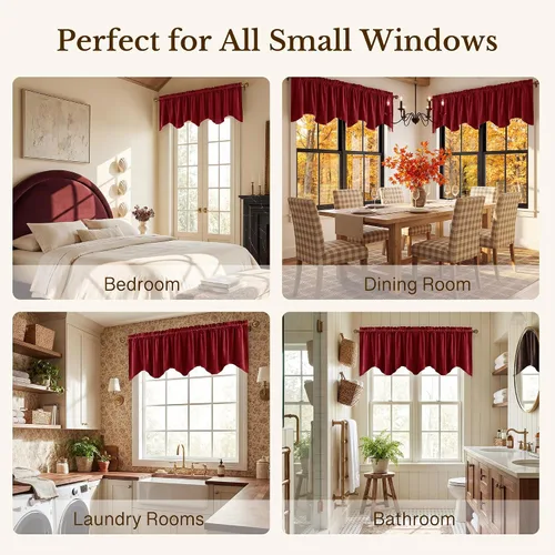 Vista 6 de StangH - Cortinas de terciopelo supersuaves para dormitorio (2 paneles, diseño de bolsillo para barra), Rojo