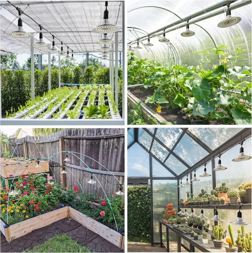 Vista 3 de Luces de Cultivo al Aire Libre con Temporizador, Luces de Crecimiento de Invernadero de Espectro Completo con Temporizador para Plantas al Aire