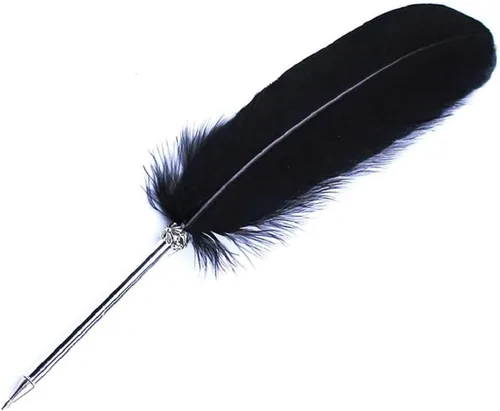 Vista 2 de SpyShop Bolígrafo de plumas, tinta negra, pluma vintage, pluma chapada refinada, bolígrafo para escritura escolar, regalo de boda, bolígrafo de Negro