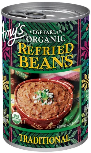 Vista 11 de Amy's Frijoles refritos orgánicos enlatados, frijoles tradicionales ligeros en sodio, veganos sin gluten y vegetarianos, 15.4 onzas (paquete de 12)
