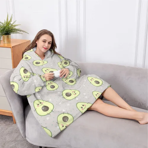 Vista 4 de Wearable Oversized Blanket,Sherpa Blanket Hoodie with Super Pockets,Super Warm Fuzzy Pullover for Women & Men