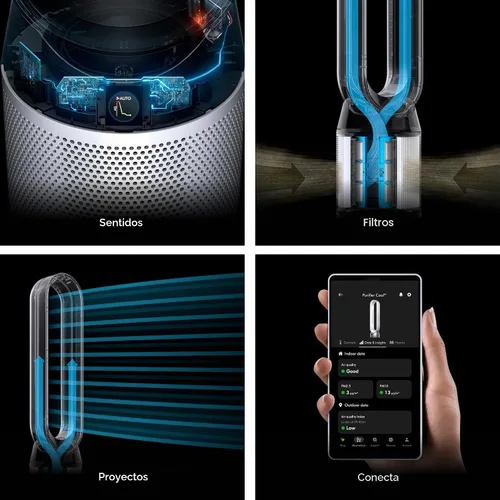 Vista 6 de Purificador de aire Dyson Pure Cool PC1, ventilador de torre con filtro HEPA, controlado por aplicación y control remoto, oscilación de 350°, 10