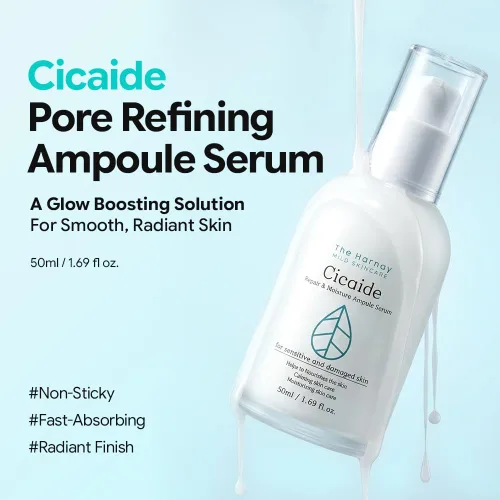 Vista 2 de Ampolla Cicaide 1.69 fl oz Suero facial coreano centella asiática para pieles sensibles Calmante, hidratación profunda y cuidado de los poros