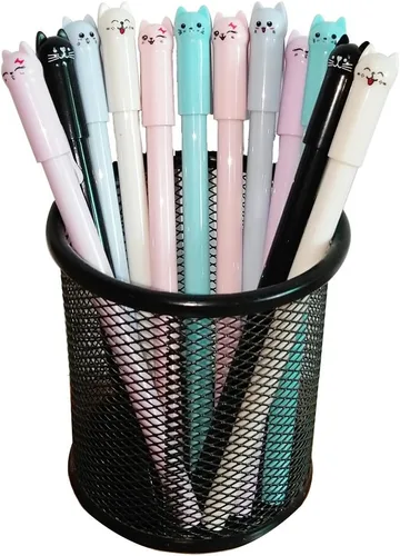 Vista 5 de sencoo Lindos bolígrafos kawaii para niñas, bolígrafos de gel de 0.020 in, bolígrafos de gel negros para suministros escolares de oficina (12 gatos)
