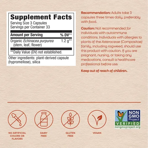 Vista 6 de Nature's Way Echinacea Purpurea Hierba, suplemento herbario tradicional para apoyo a la salud inmunológica*, cápsulas de equinácea con 1200 mg por
