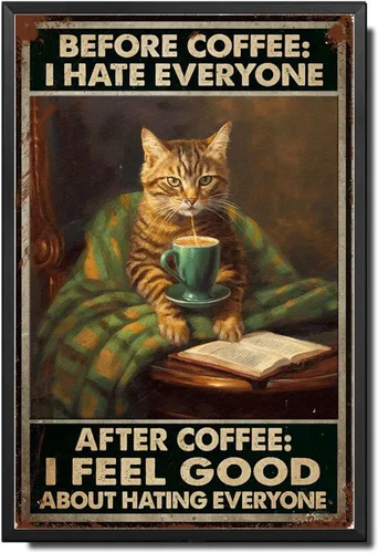 Vista 12 de Lygond Letrero de metal con texto en inglés «Bear That's What I Do I Drink Coffee I Hate People and I Know Things», decoración de invernadero