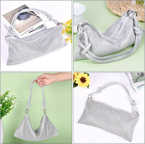 Vista 7 de Evening Bag Clutch Purses for Women, Rhinestones Purse, Sparkling Envelope Evening Bag with Detachable Chain
