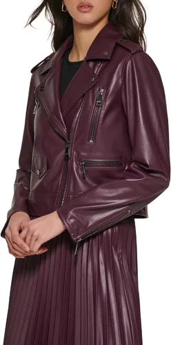 Vista 5 de DKNY Women's Zipped Detail Faux Leather Moto Jacket