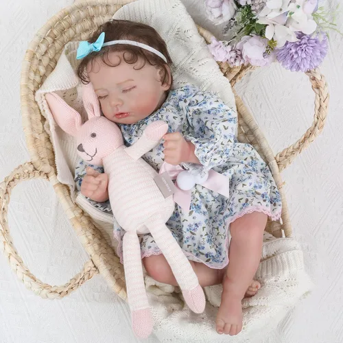 Vista 2 de KSBD Muñecas realistas de bebé recién nacido, niña de 20 pulgadas durmiendo recién nacida con cuerpo suave y pesado, regalo de Navidad y cumpleaños