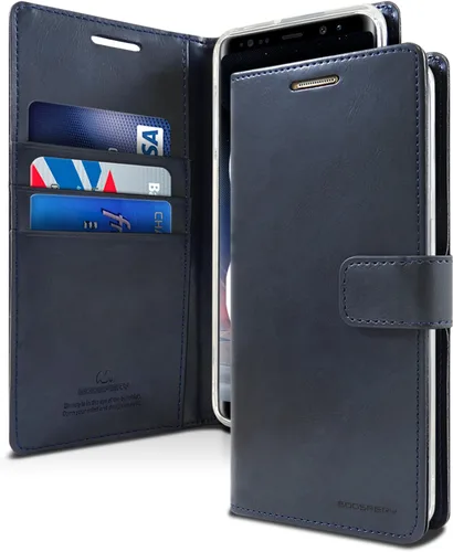 Vista 46 de GOOSPERY Funda Blue Moon para Galaxy S21 de 6.2 pulgadas (2021), soporte de piel sintética premium con soporte para tarjetas (negro)