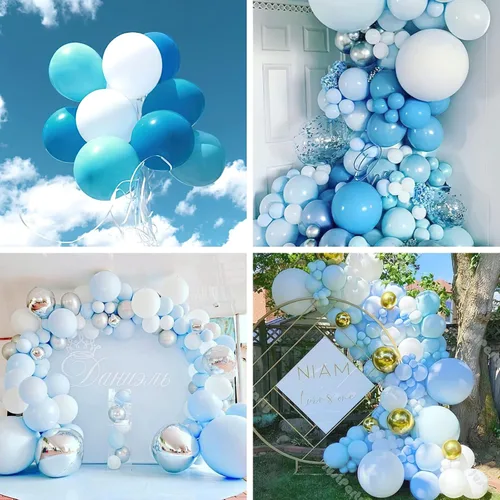 Vista 3 de 50 globos azules de 12 pulgadas y globos dorados 50 piezas de 12 pulgadas