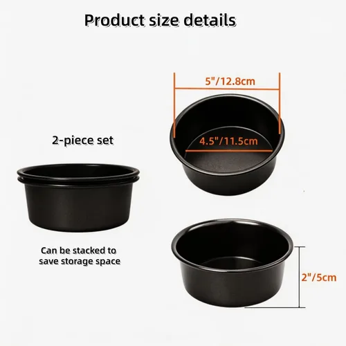 Vista 3 de Juego de 2 moldes para pasteles de 5 pulgadas, diseño sin costuras de aluminio antiadherente a prueba de fugas Seamless one-piece prevents;premium