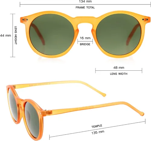 Vista 4 de zeroUV - lentes de sol retro con puente para nariz P3, redondas, 49 milímetros