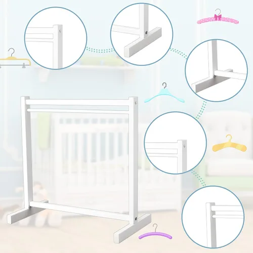 Vista 4 de Civaner 11 piezas de estante de ropa para muñecas con colgador de madera para ropa de muñecas de 18 pulgadas, mini colgadores, accesorios de muebles