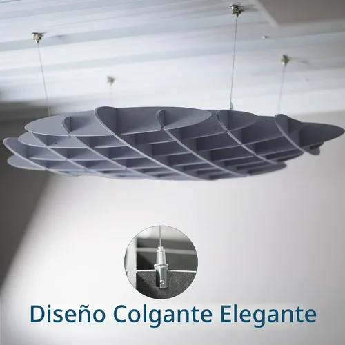 Vista 6 de VIVO Panel Acústico de Techo Tipo Waffle, Absorbedor de Sonido Colgante Hexagonal, Candelabro Moderno de Reducción de Ruido, Gris Oscuro, PP-CW01D