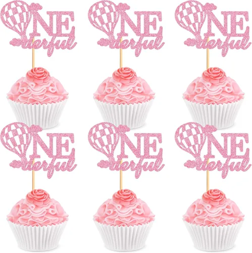 Vista 16 de Ercadio Paquete de 24 globos de aire caliente, decoración de cupcakes, globos con purpurina azul, para decoración de globos de aire caliente