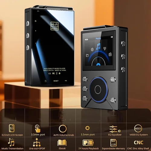 Vista 2 de VBESTLIFE Reproductor de MP3 de alta fidelidad con Bluetooth, Flac DAC sin pérdidas, reproductor de música de alta resolución, reproductor de audio