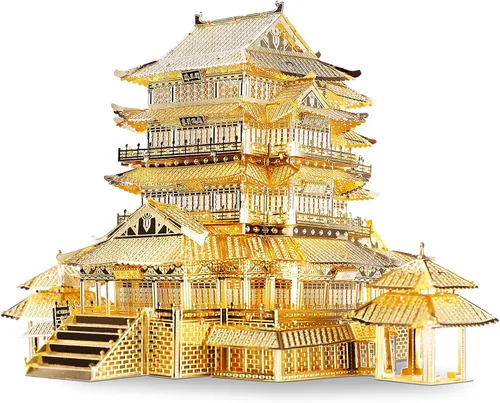 Vista 9 de Piececool Rompecabezas de metal 3D, el antiguo palacio de verano, arquitectura tradicional china, kit de modelos de construcción para adultos