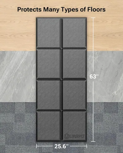 Vista 8 de UREVO Alfombra plegable para caminadora, alfombra de caminadora para alfombras y suelos de madera dura, alfombrilla para debajo de la almohadilla