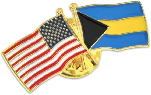 Vista 162 de PinMart Pin de solapa esmaltado con bandera de la amistad cruzada de Estados Unidos y el mundo