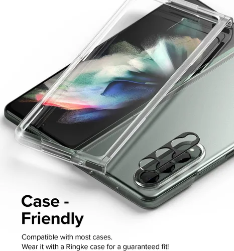 Vista 7 de Ringke Protector de lente de cámara compatible con Samsung Galaxy Z Fold 3, marco de aluminio, resistente cubierta protectora - negro