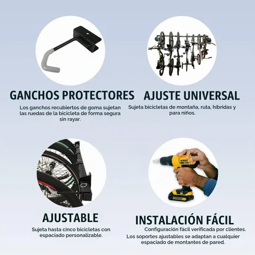 Vista 2 de StoreYourBoard Estante de Almacenamiento para Bicicletas – Estante para Bicicletas de Garaje de Servicio Pesado para 5 Bicicletas, Estante Vertical
