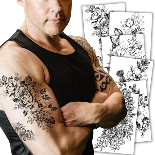 Vista 15 de Kotbs 6 hojas de tatuajes temporales realistas de animales realistas para hombres y mujeres, calcomanías de tatuaje impermeables para adolescentes