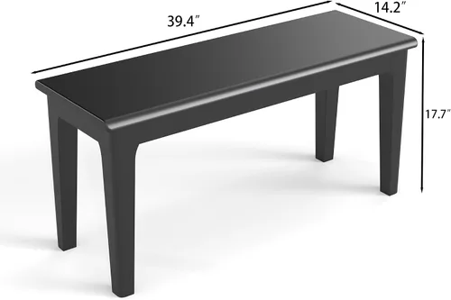 Vista 2 de Banco de comedor de 39.4 pulgadas de madera de roble macizo, banco de entrada para sala de estar, dormitorio, cocina (negro)
