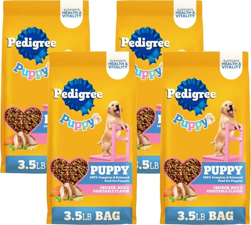 Vista 11 de Pedigree Puppy Growth & Protection - Alimento seco para perros con sabor a pollo y verduras - 3.5 libras Bolsa 100% completo y equilibrado, 36