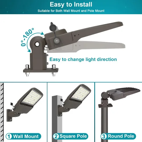 Vista 4 de HiBay MAX. Iluminación de estacionamiento de 240 W, luz de inundación LED del atardecer al amanecer al aire libre, 5000K 38400LM (160LM/W), luces