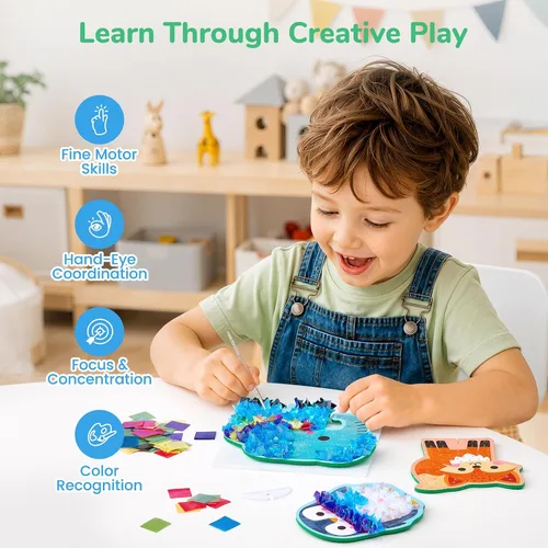 Vista 9 de JoyCat Kit de arte Poke, kit de manualidades de animales 3D con tablas de Animal World