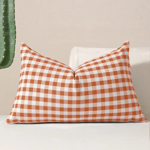 Vista 32 de vctops Fundas de almohada decorativas a cuadros azules de 12 x 20 pulgadas, funda de cojín lumbar de guingán para sofá, dormitorio