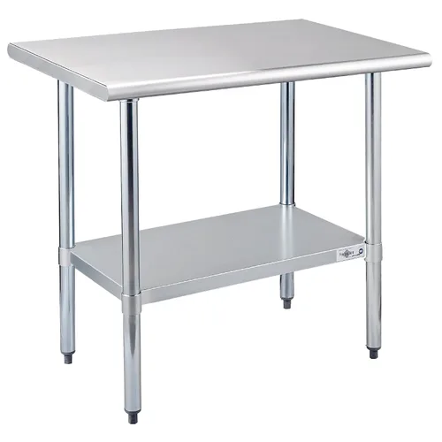 Vista 9 de Profeeshaw mesa de trabajo, de uso comercial, de acero inoxidable NSF con protector contra salpicaduras y estante inferior, para cocina, restaurante