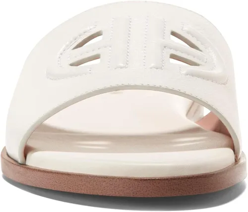 Vista 3 de Cole Haan Flynn Logo Slide Sandalia plana para mujer, Piel de garceta