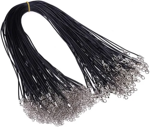 Vista 5 de Paxcoo 50 cordones de collar encerado negro de 18 pulgadas para hacer joyas