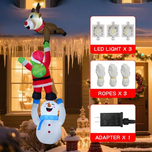 Vista 5 de Inflables colgantes de Navidad de 10 pies, decoraciones de muñeco de nieve
